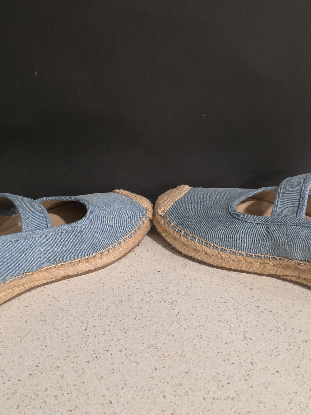 Denim Espadrille Mary Jane Flats with Jute Toe - Picture 5 of 6